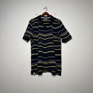 Ecko Unltd Striped Polo Shirt Short Sleeve Men XL Yellow Blue Streetwear Prep